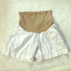 White Full Band Shorts- Motherhood Maternity